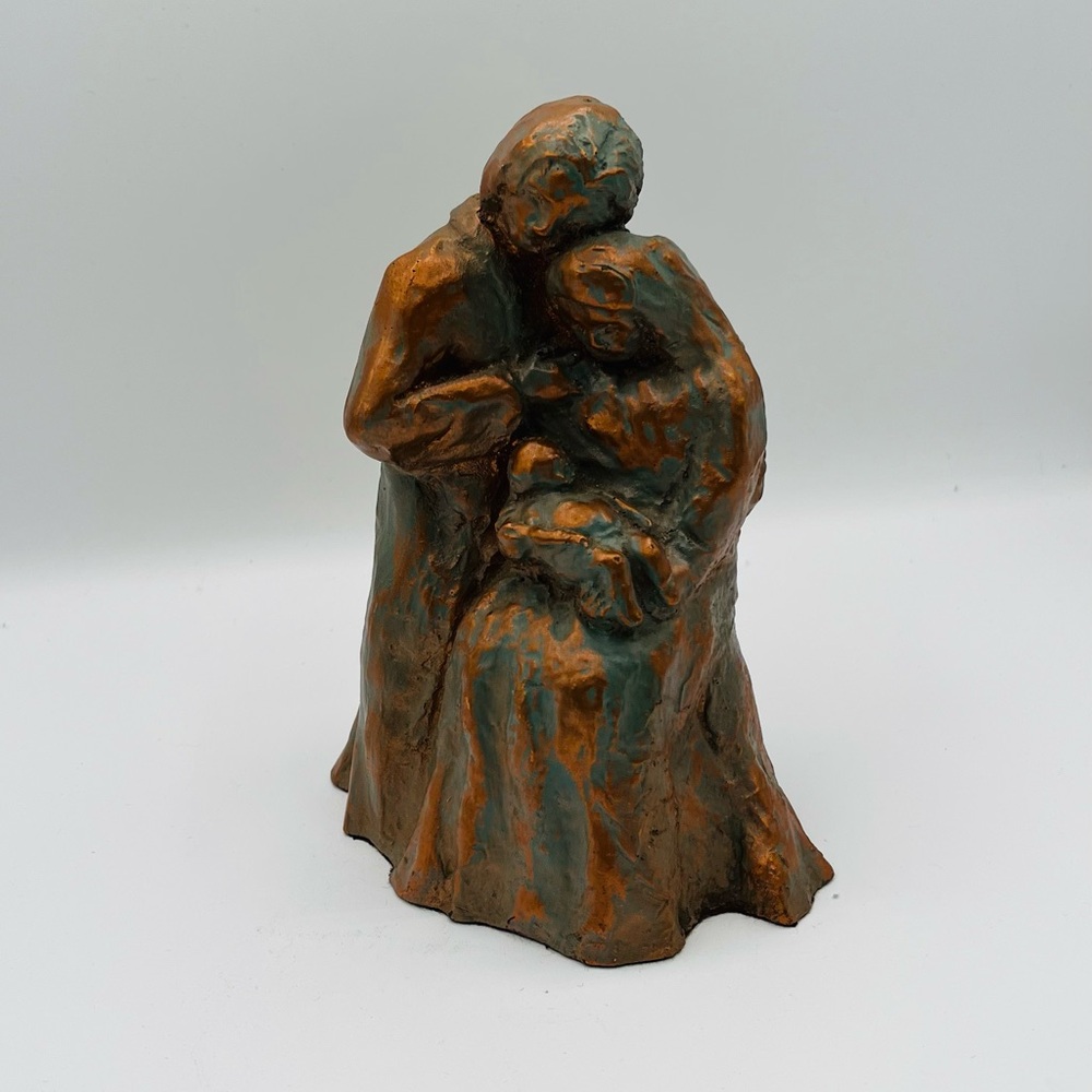 Metal Sculpture of Embracing Figures 7.5 inches tall